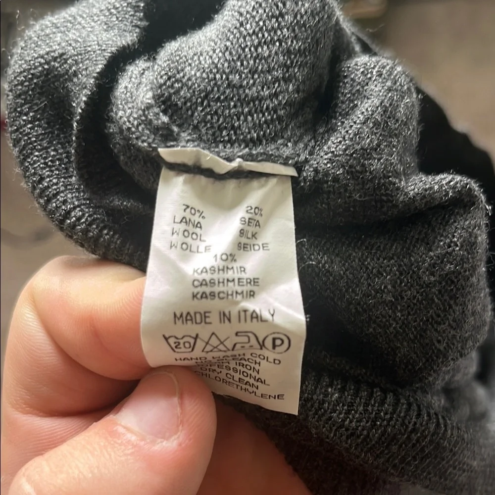 Men's Gran Sasso Cashmere Mock Neck Gray Sweater - Picture 3 of 4